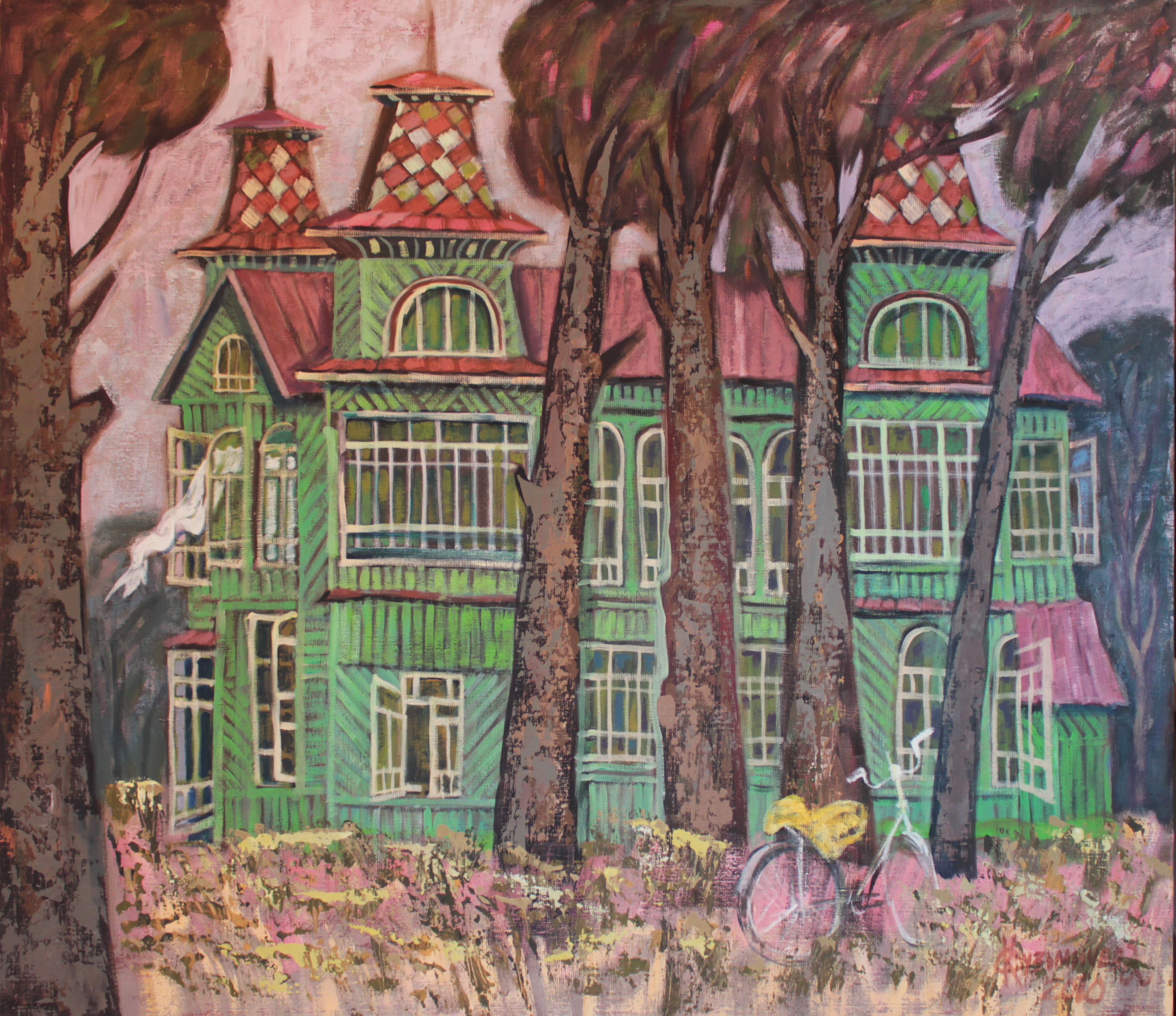 Кузьмичёва С. И. Плёс. Старый дом. 2010. Холст, акрил. 80х90