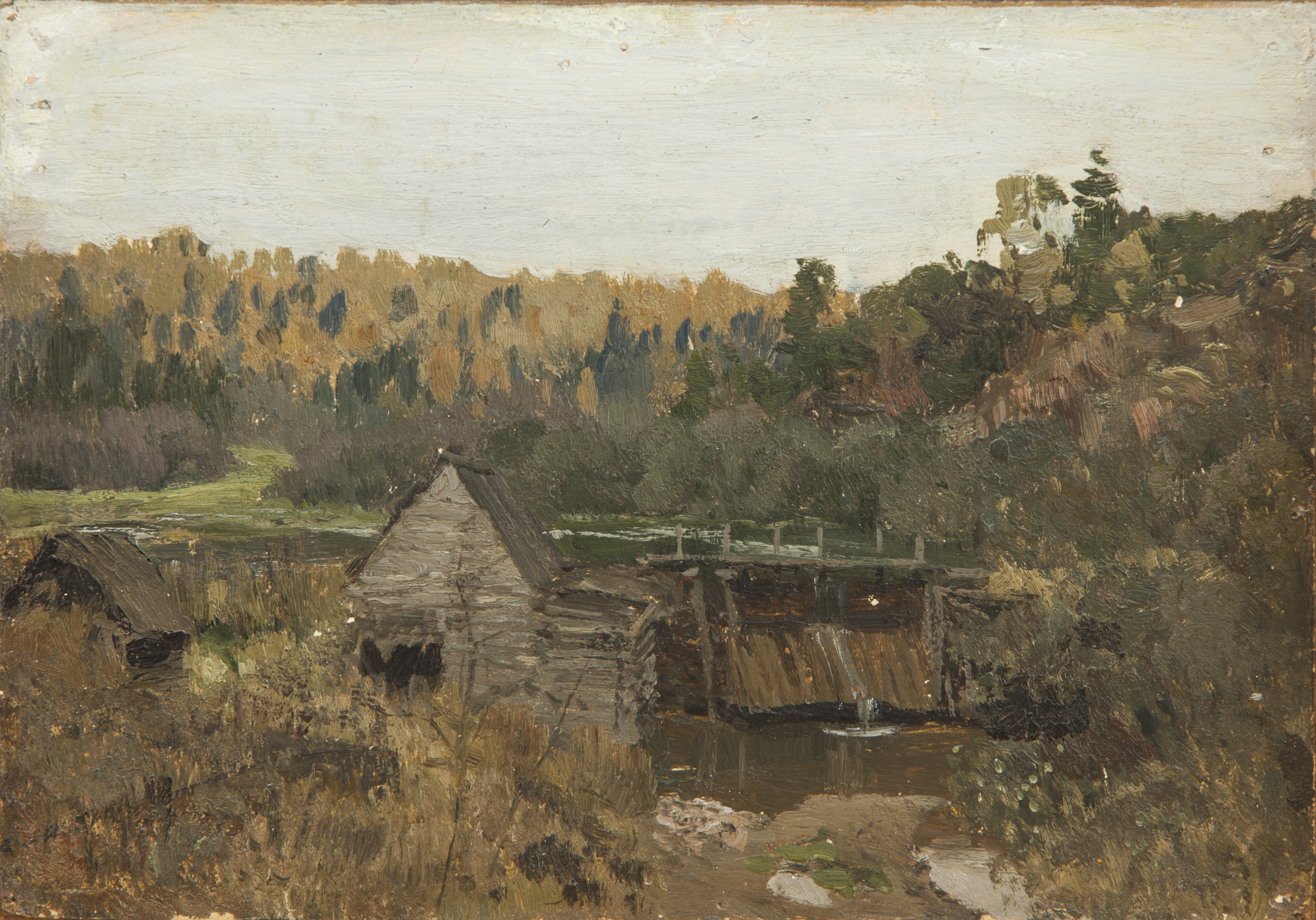 Левитан И. И. Пейзаж с мельницей. 1888. Бумага на картоне, масло, 14,7х21