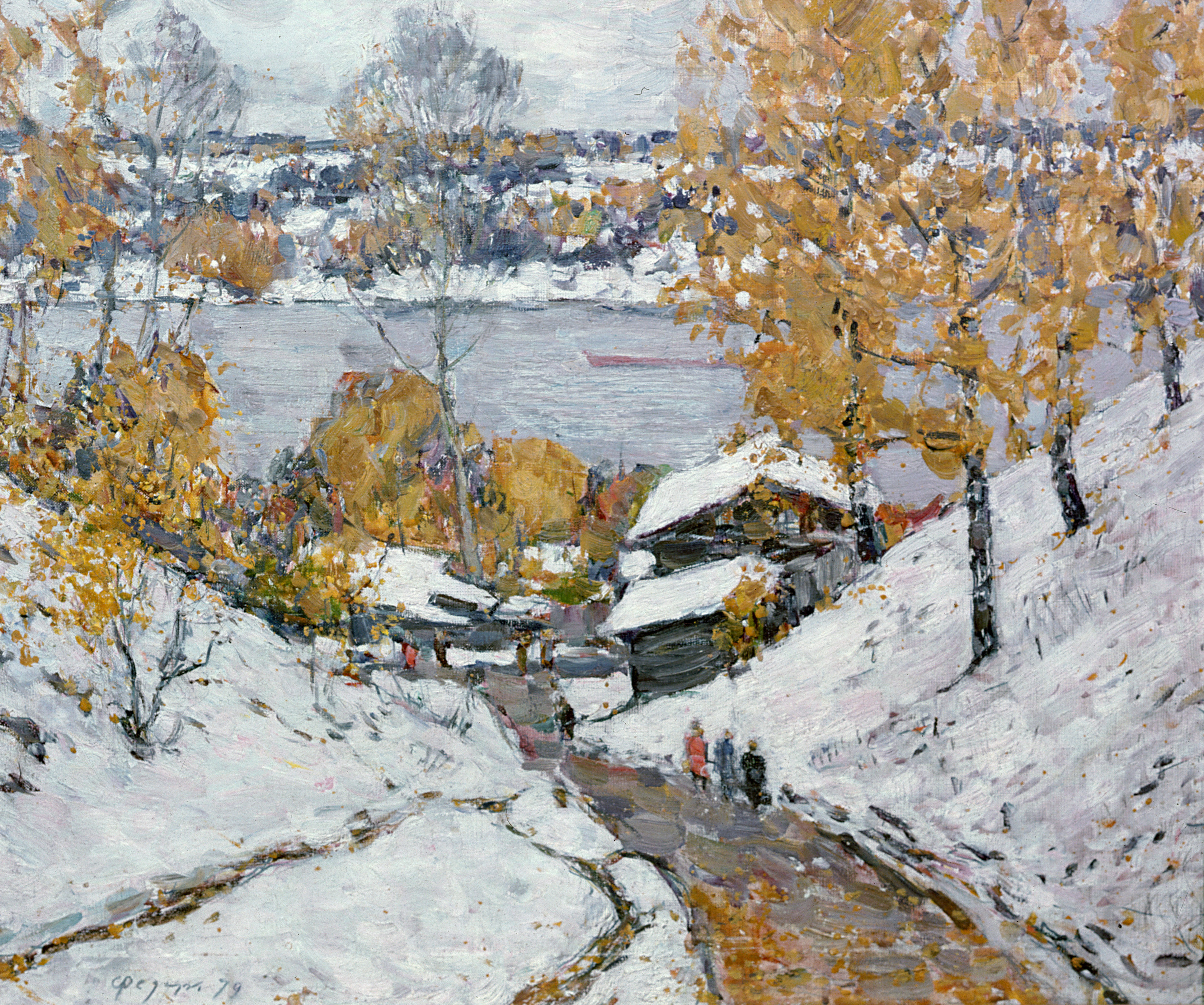 Фёдоров В. А. Ранний снег. Плёс. 1979. Холст, масло. 55х66
