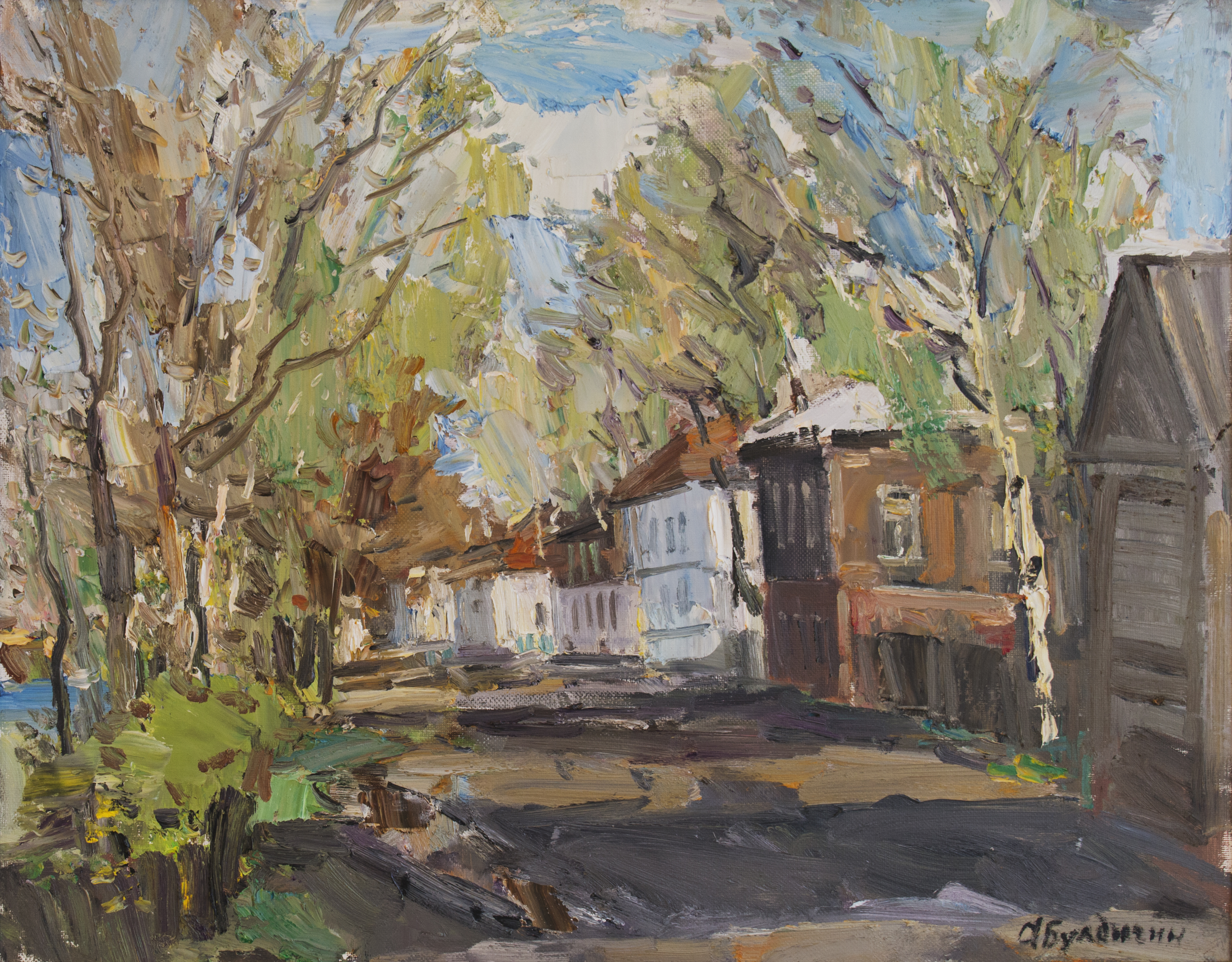 Булдыгин А. Ф. Плёс. Набережная в мае. 2005. Холст, масло. 55х70