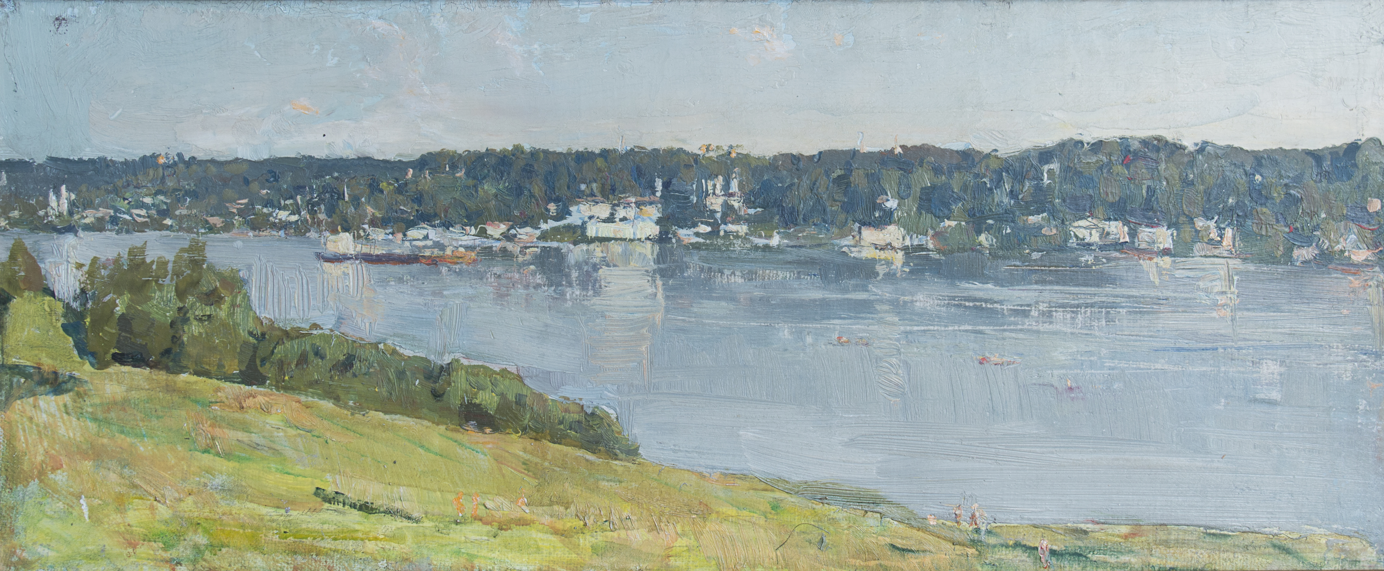 Фёдоров В. А. Плёс из Горесловки. 1954. Картон, масло. 23,5х55 